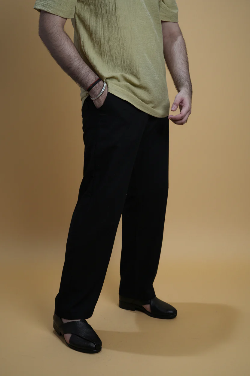 Men Mid Rise Black Colour Cotton Lounge Pajama Pant - Image 4