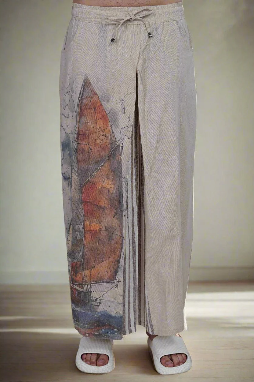 Men Beige Pajamalungi with digital print