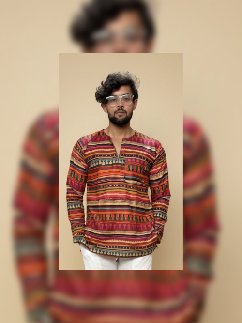 Multicolor Tribal Stripe Print Kurta