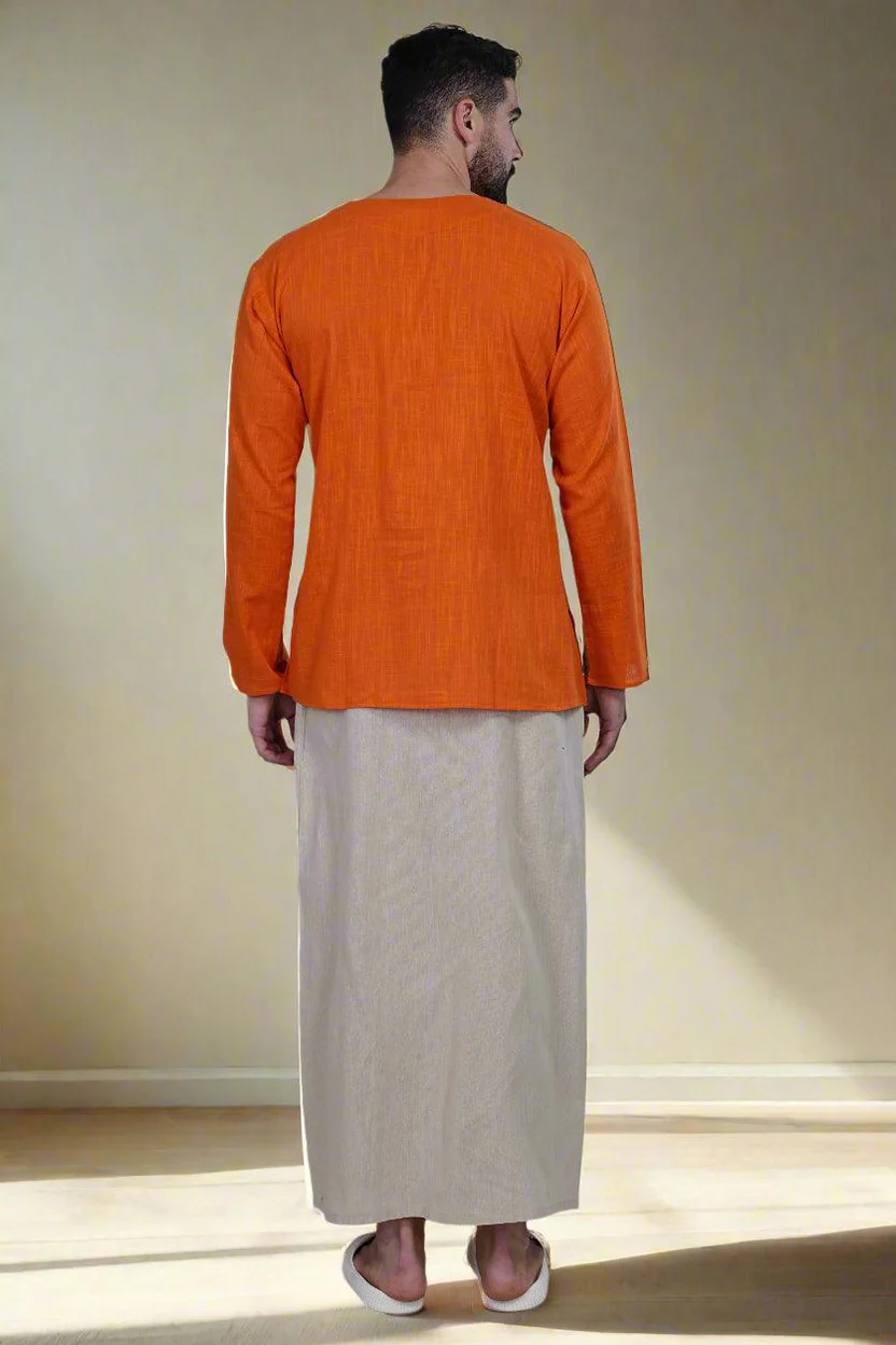 Men Beige Pajamalungi with digital print - Image 3
