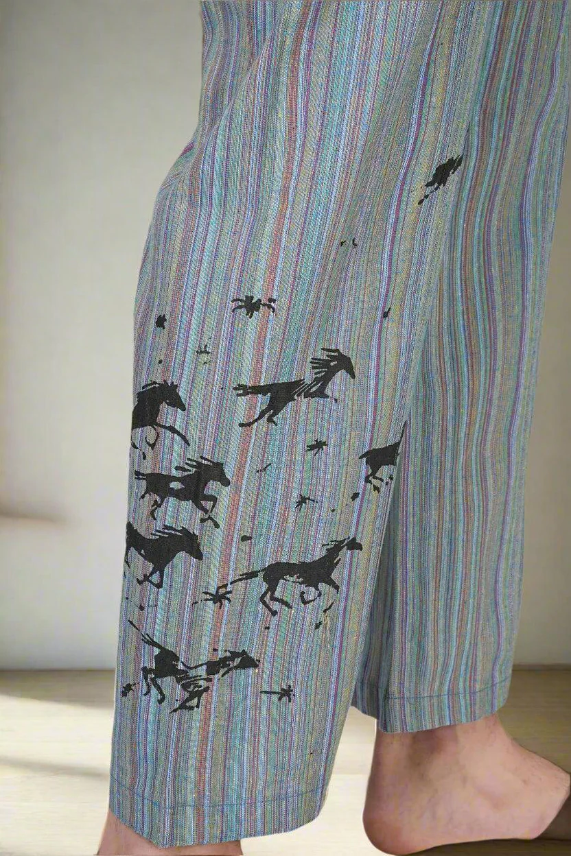 Breezy Stripe Horse Print Lounge Pants - Image 2