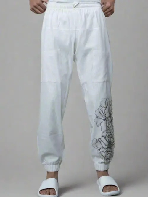 Flower Printed Cotton Jogger Pajama