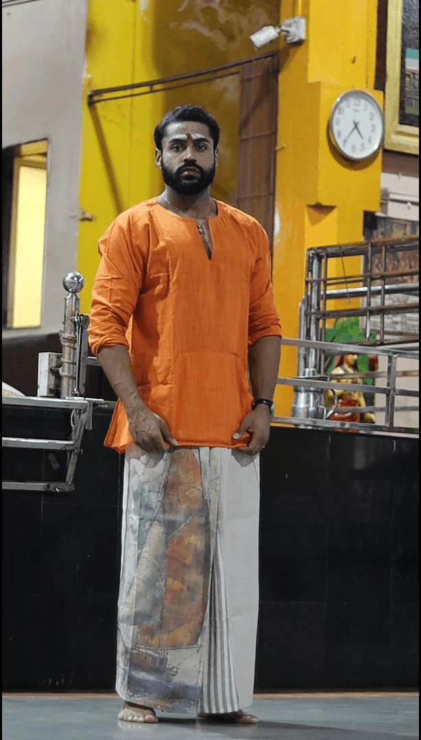 Men Beige Pajamalungi with digital print - Image 6