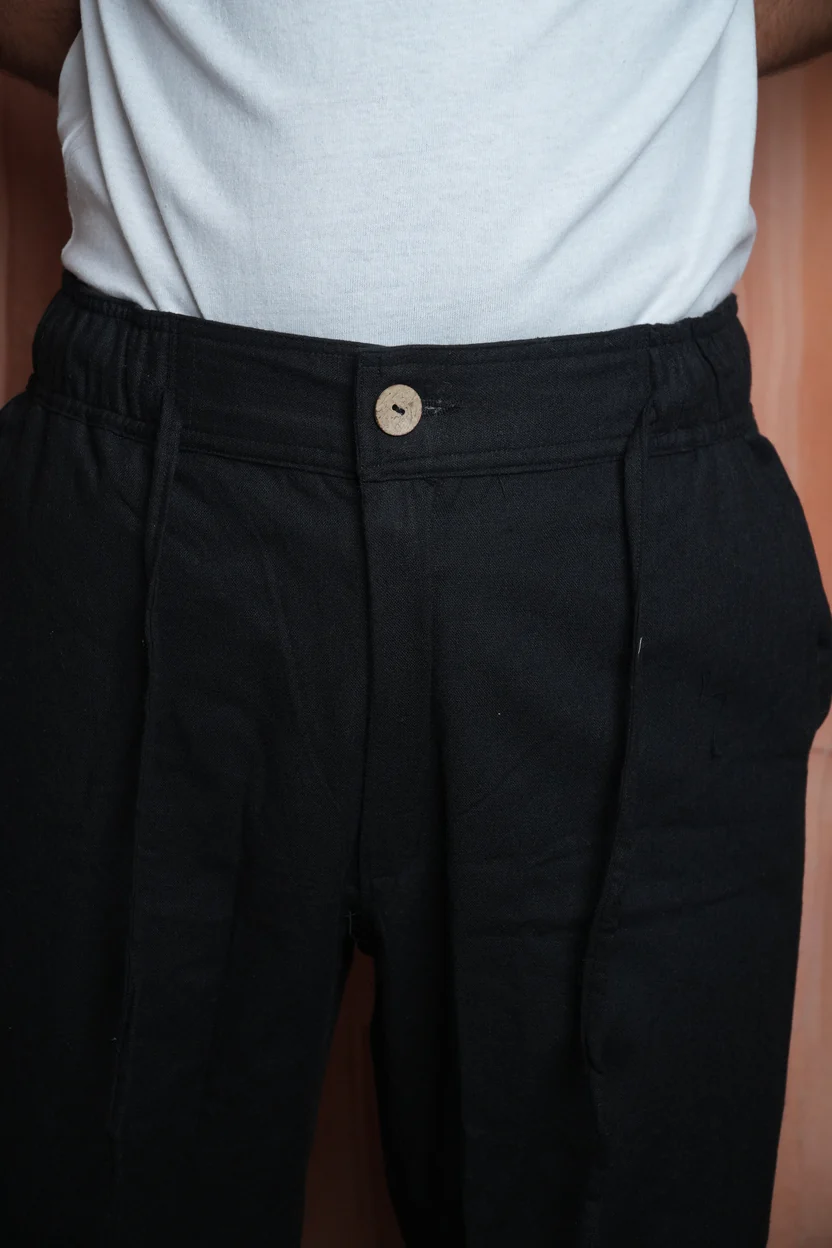 Men Mid Rise Black Colour Cotton Lounge Pajama Pant - Image 9