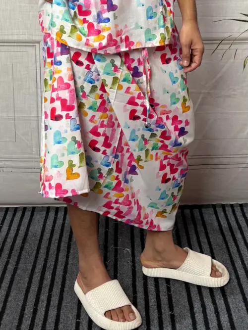 Men Heart Motif Print Pajamalungi