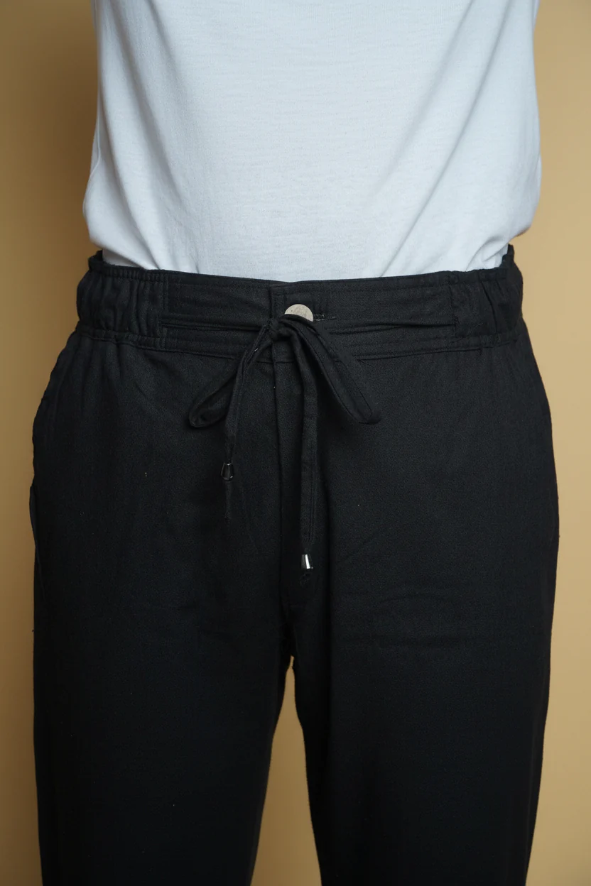 Men Mid Rise Black Colour Cotton Lounge Pajama Pant - Image 10