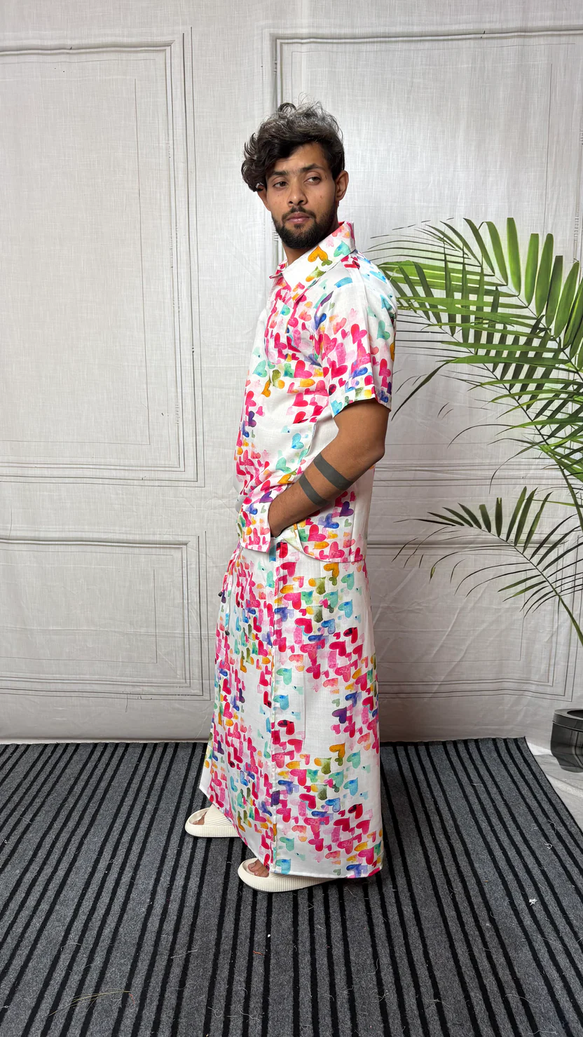 Men Heart Motif Print Pajamalungi - Image 2