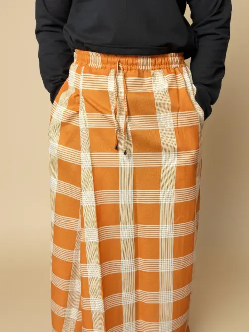 Men Classic Orange Checked Pajamalungi