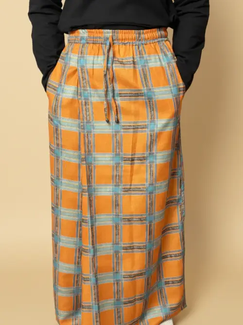 Men Classic Orange&Blue Checked Pajamalungi