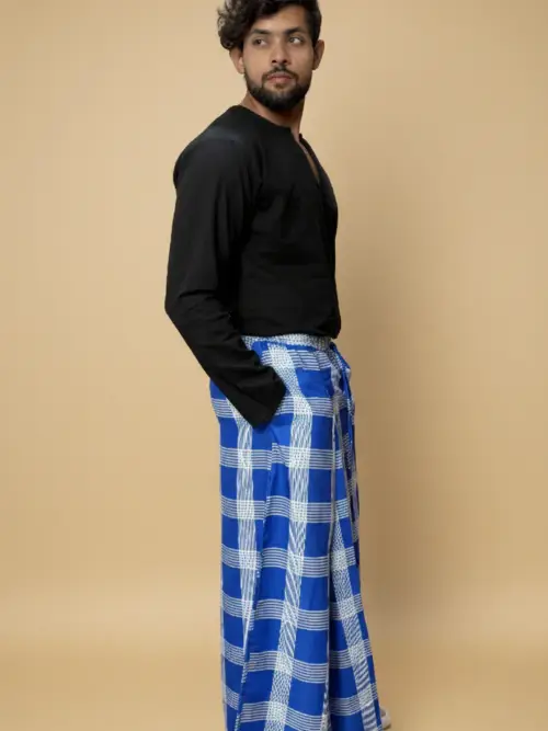 Men Checked Blue Pajamalungi