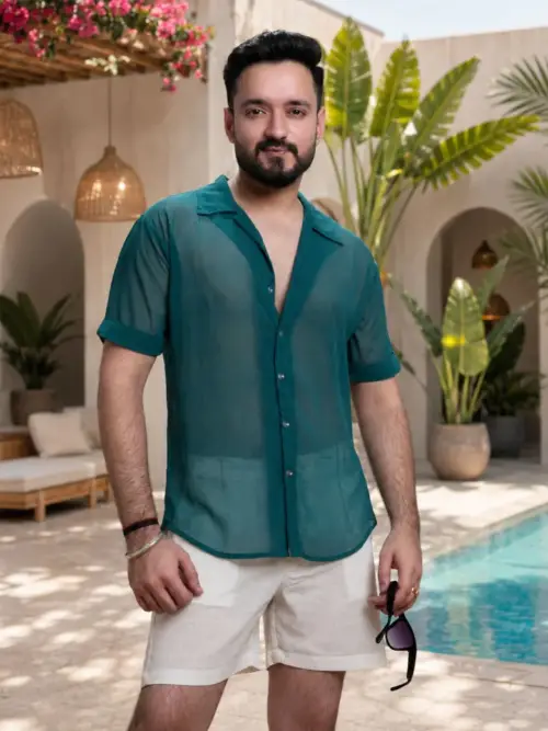 Men Ramagreen Colour Georgette Shirt