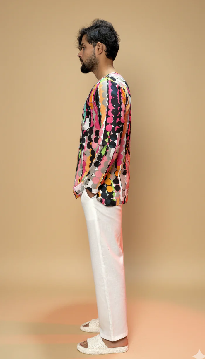 Men’s Abstract Design Casual Kurta - Image 5