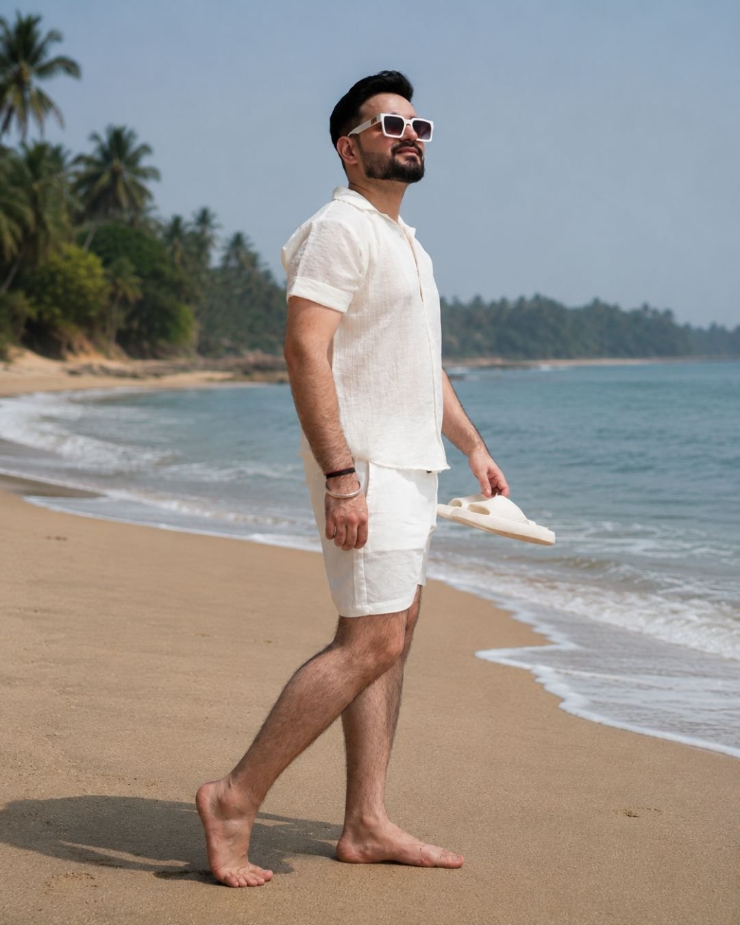 Men Ivory Colour Chiffon Buttoned Shirt - Image 3