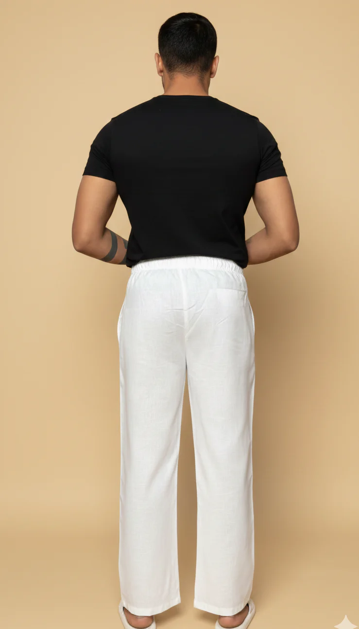 Men Plain White Pajama - Image 3