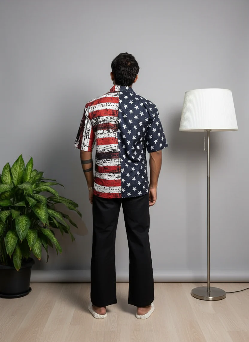 Star and Stripe Digital Print Kurta Shirt for Men - Image 3