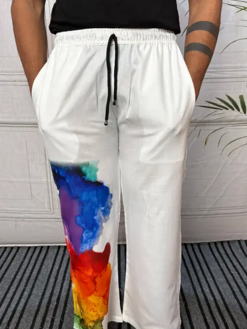 Men Watercolor Splash Print Pajama