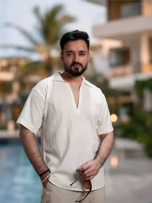 Men Ivory Colour Marina Chiffon Kurta Shirt