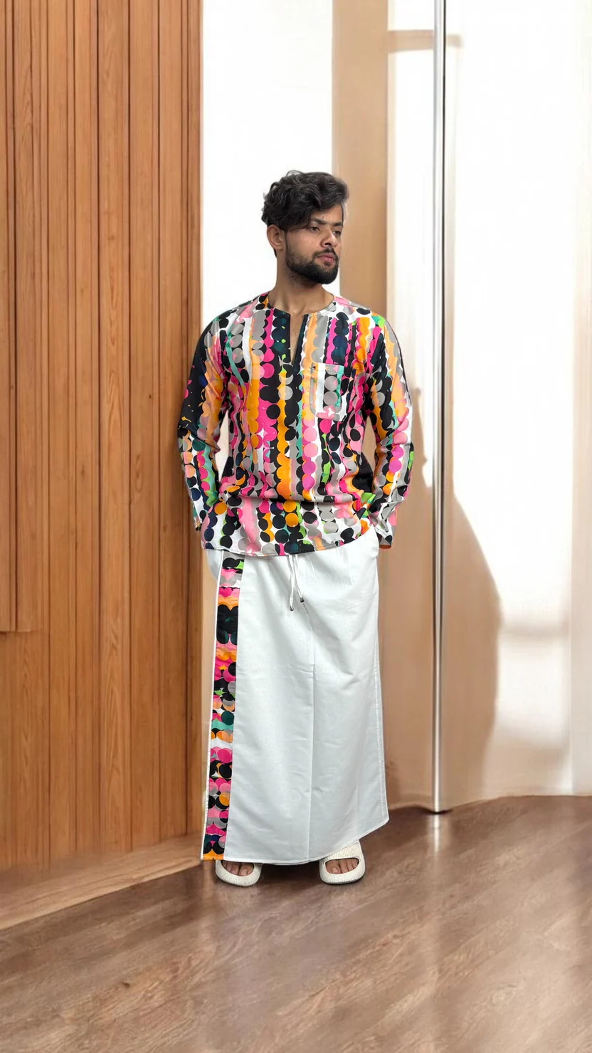 Men’s Abstract Design Casual Kurta - Image 4