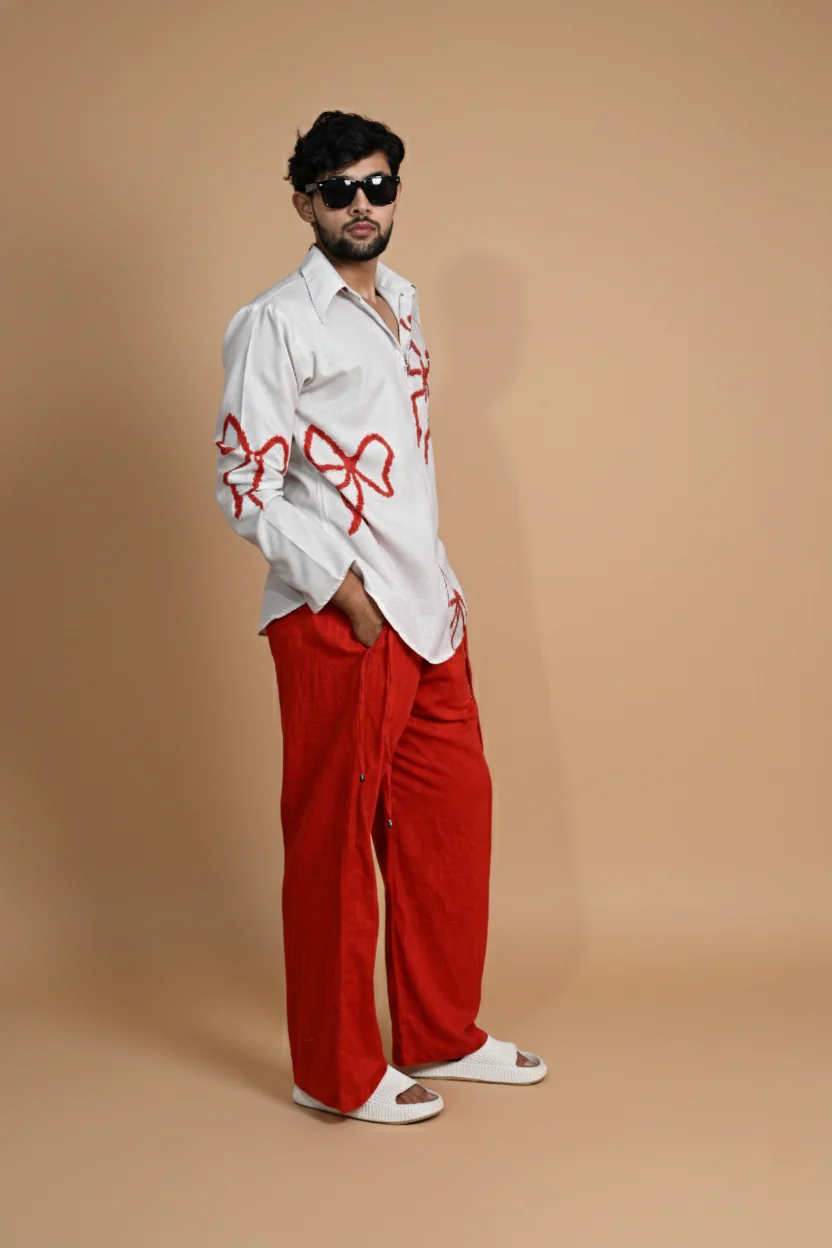 White Hertiage Boho Digital Print Kurta For Men - Image 2