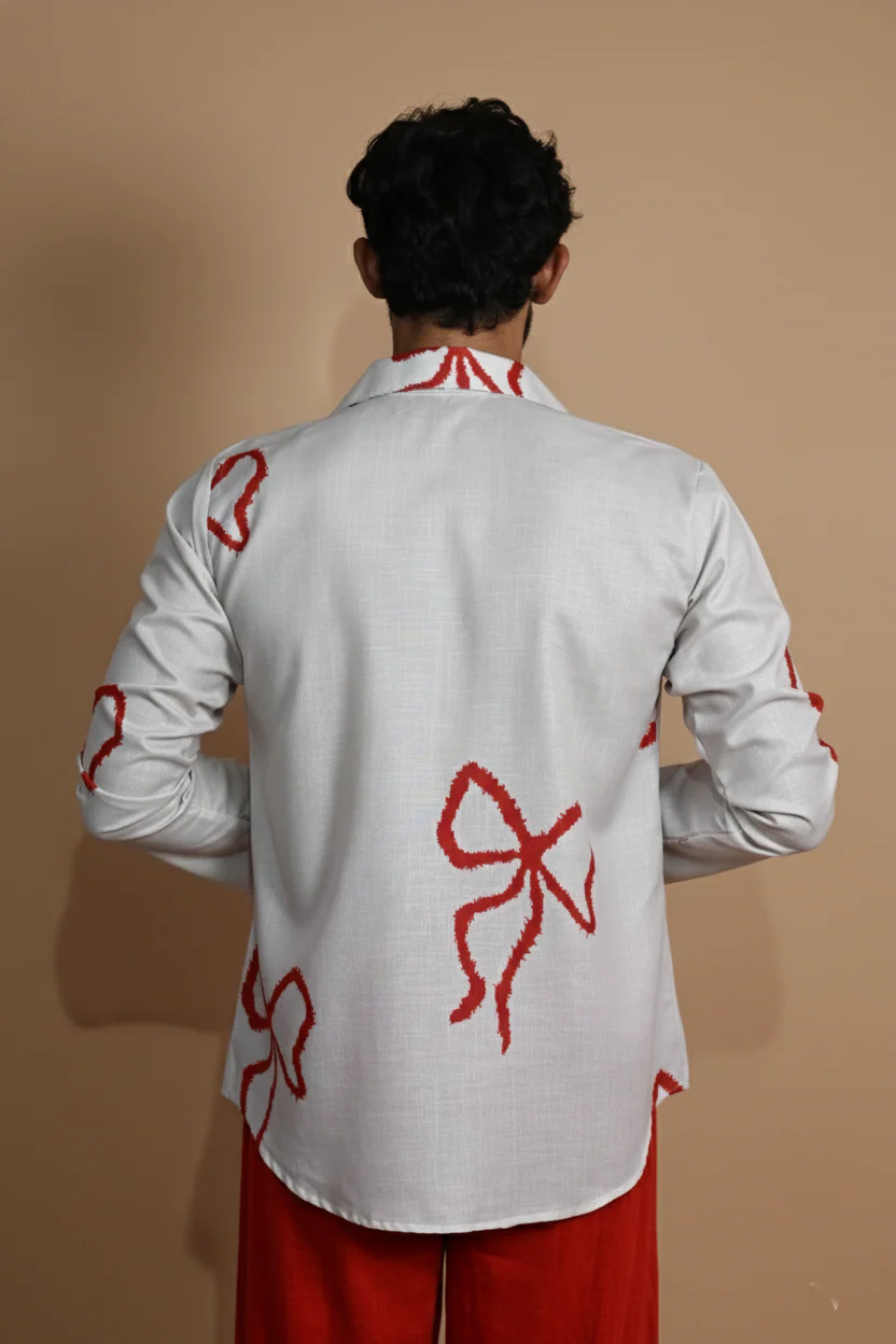 White Hertiage Boho Digital Print Kurta For Men - Image 3