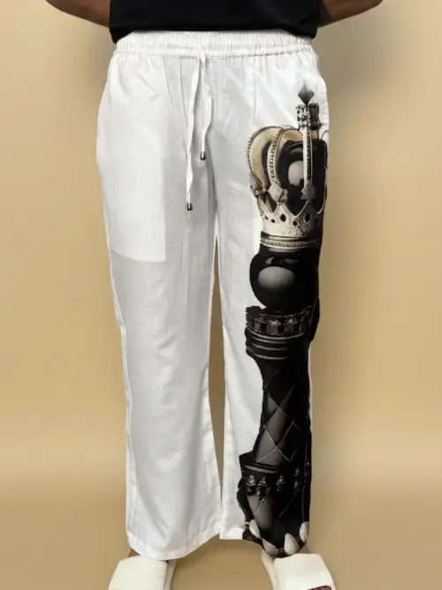 Men White Checkmate Pajama