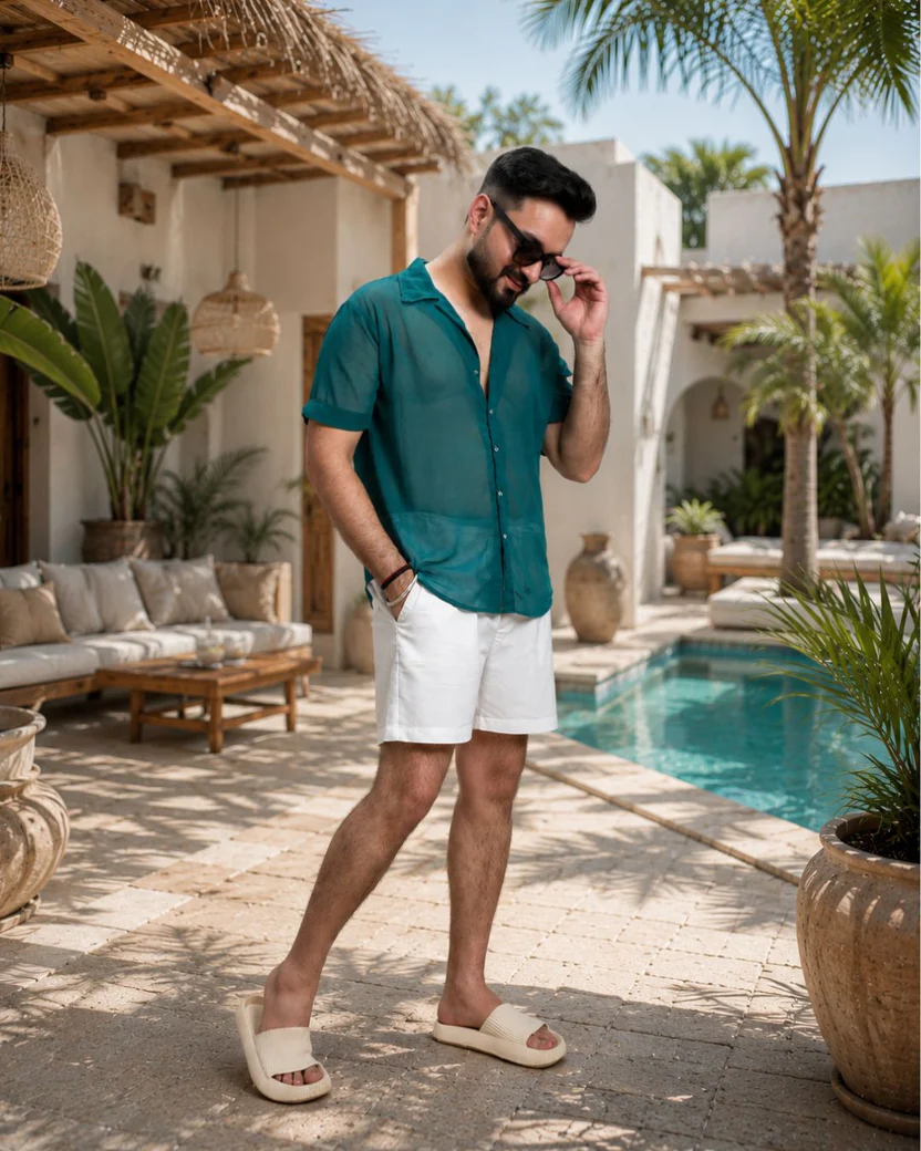 Men Ramagreen Colour Georgette Shirt - Image 4