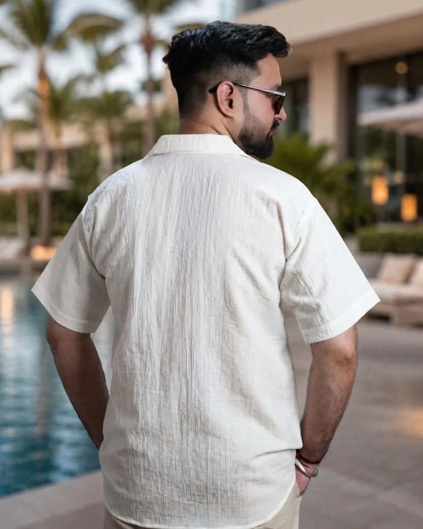 Men Ivory Colour Marina Chiffon Kurta Shirt - Image 4
