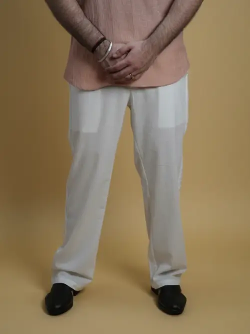 Men Mid Rise White Colour Cotton Lounge Pajama Pant