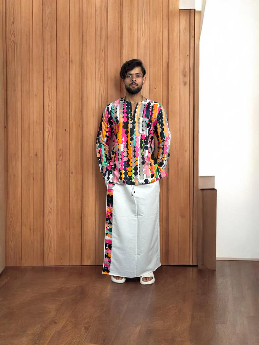 Men’s Abstract Design Casual Kurta - Image 3