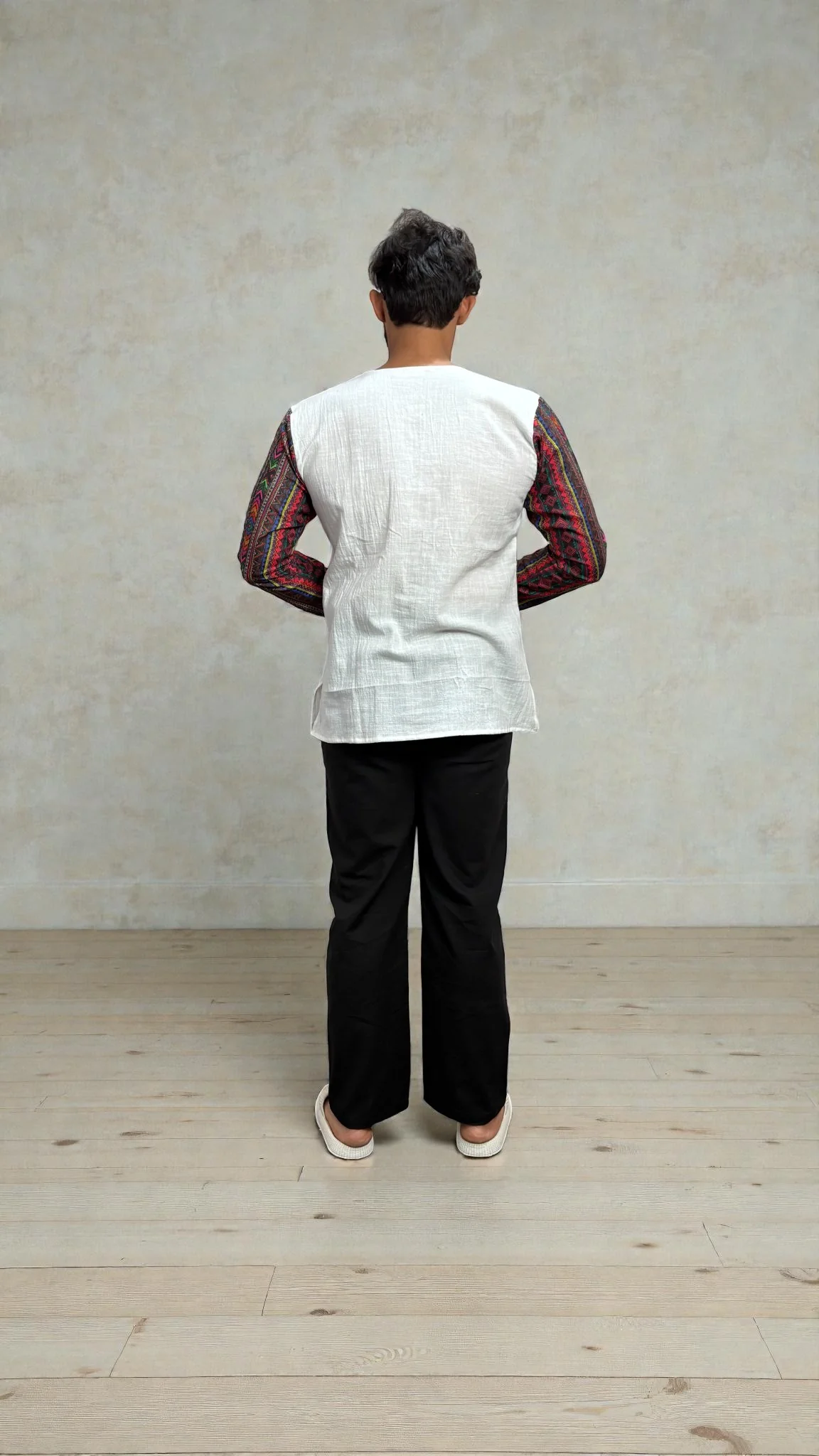 Men's White Ethnic Fusion Kurta - Image 4