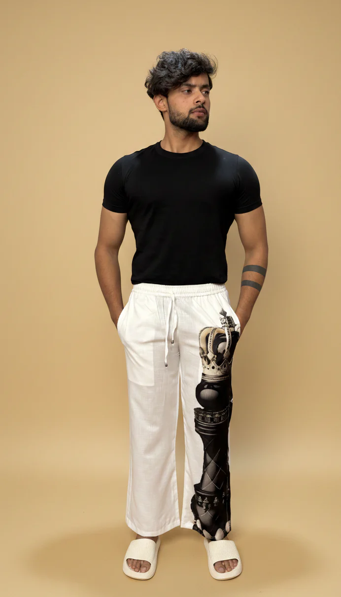 Men White Checkmate Pajama - Image 2