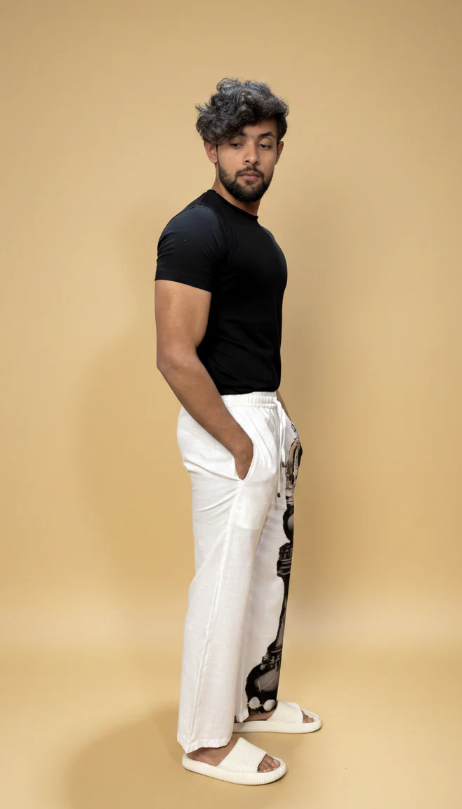 Men White Checkmate Pajama - Image 3