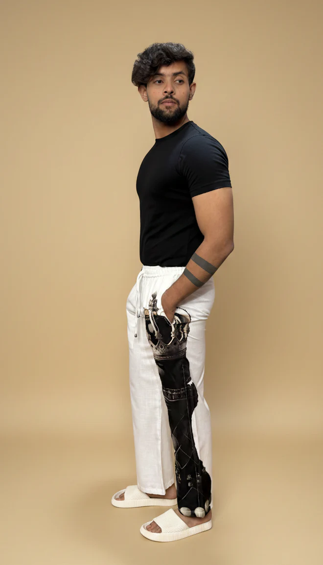 Men White Checkmate Pajama - Image 4