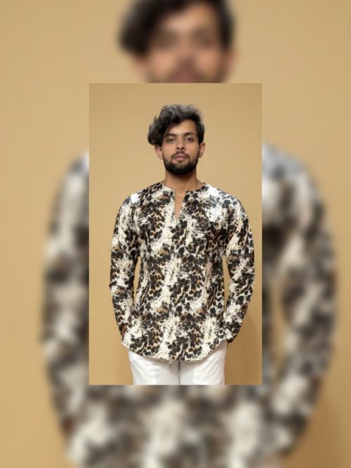 Abstract Leopard Texture Print Kurta