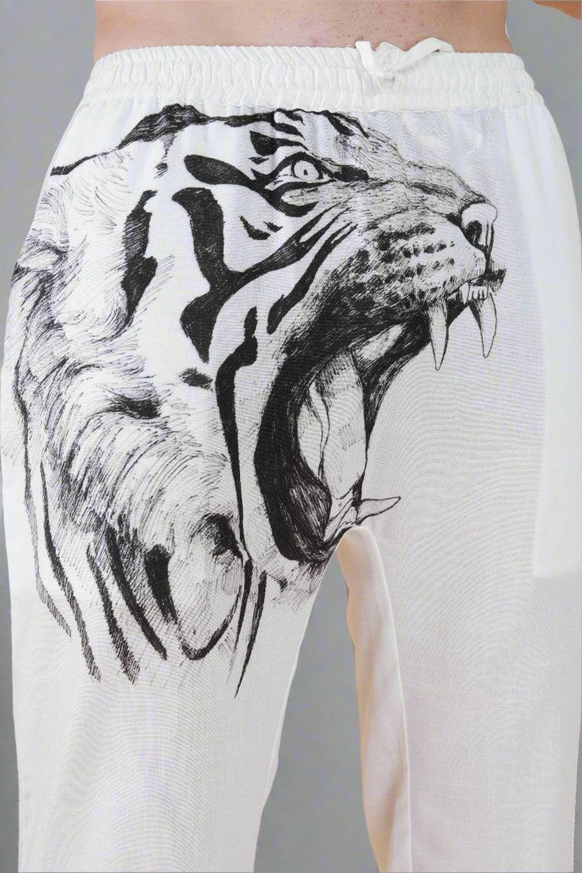 Lion Printed White Pajama - Image 4