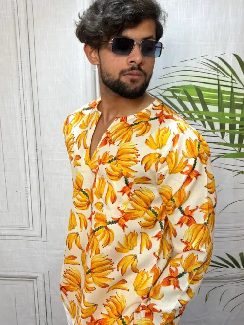 Banana Print V-Neck Kurta