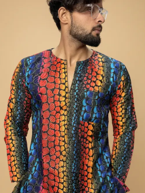 Men’s Abstract Printed Straight Kurta