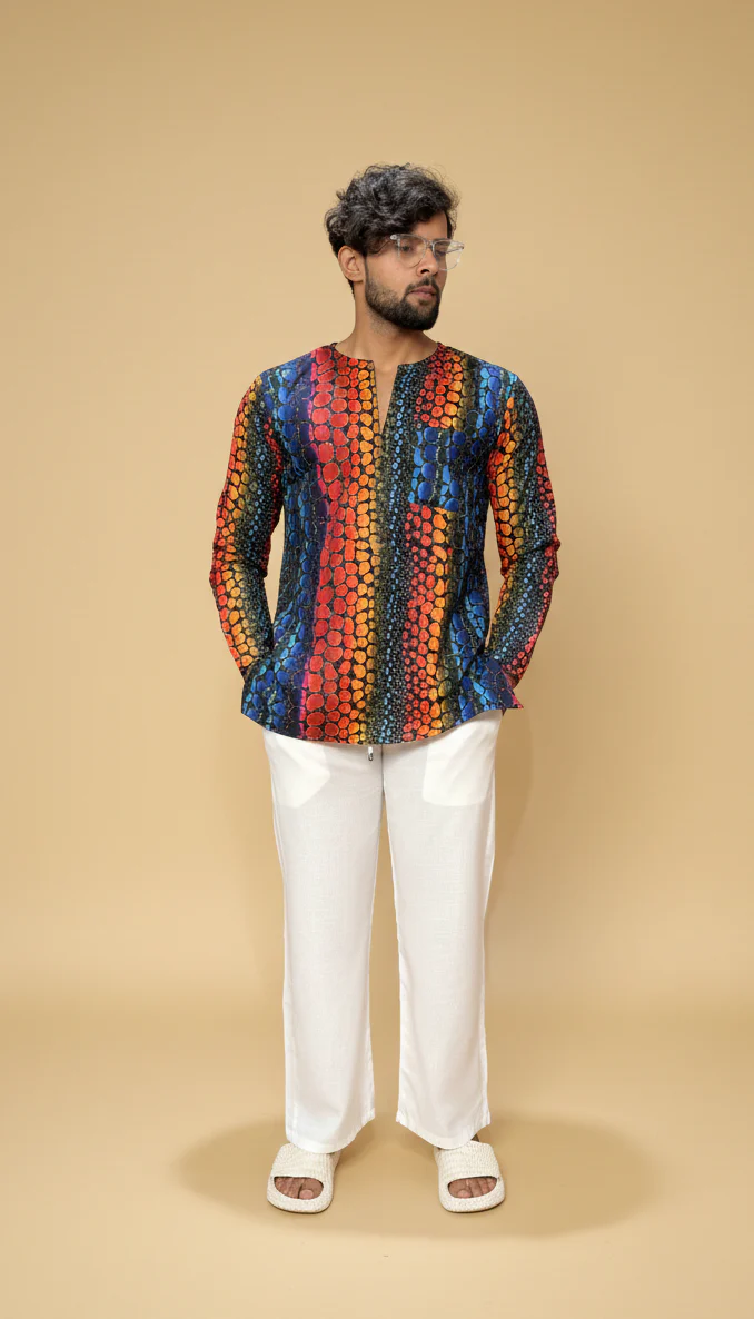 Men’s Abstract Printed Straight Kurta - Image 2