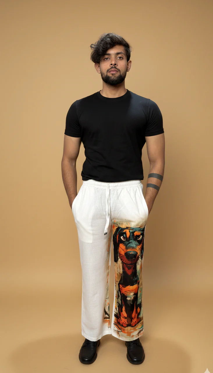 Men White Playfull Pup Pajama - Image 2