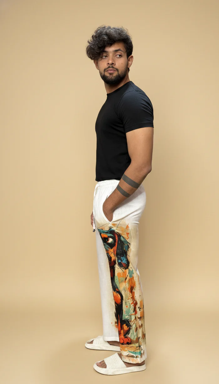 Men White Playfull Pup Pajama - Image 3