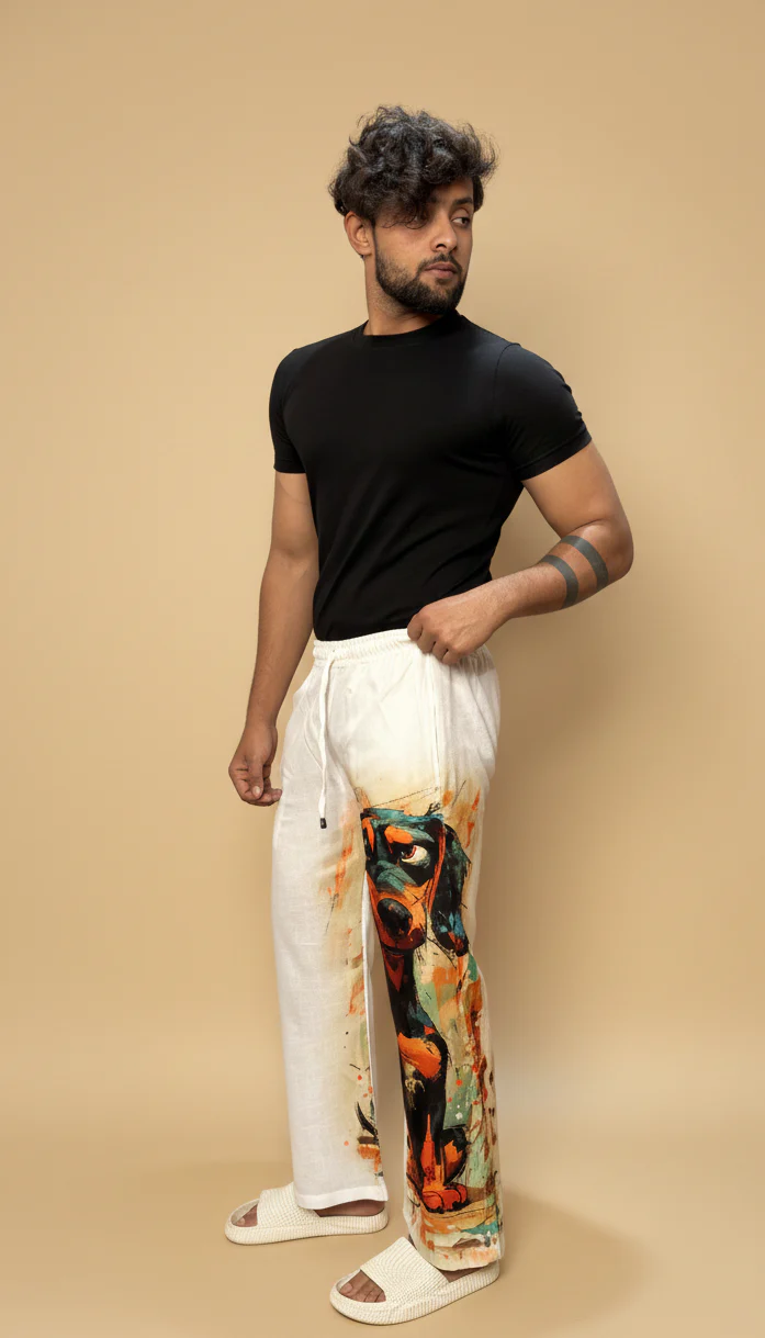 Men White Playfull Pup Pajama - Image 4