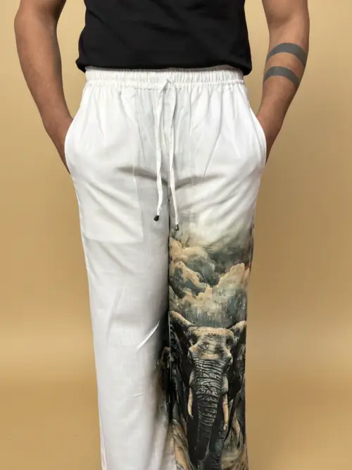 Men Elephant Motif Print Pajama