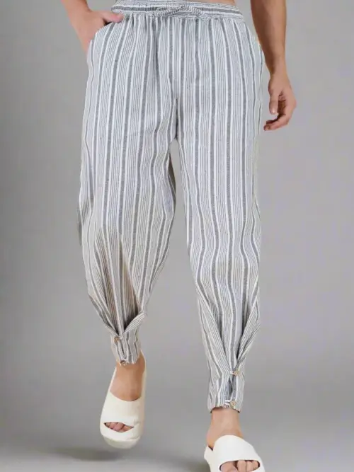 Grey Vertical Line Yarn Dyed Pajama