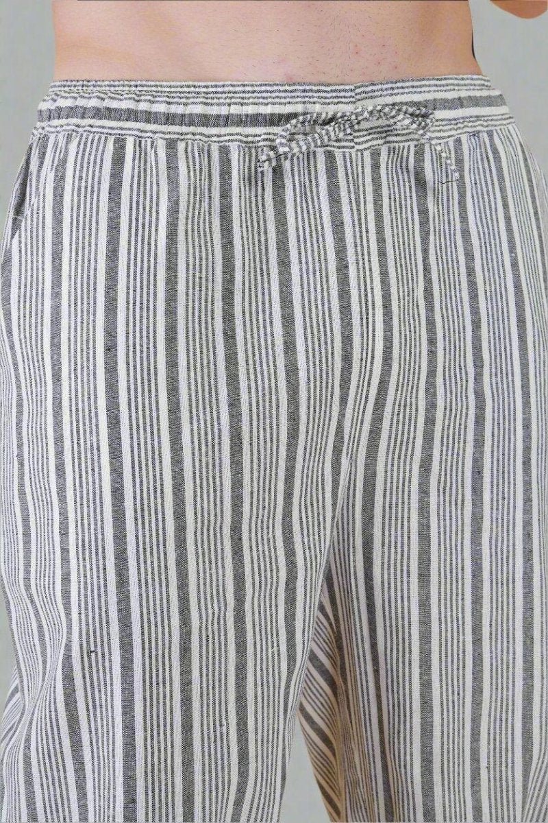 Grey Vertical Line Yarn Dyed Pajama - Image 2