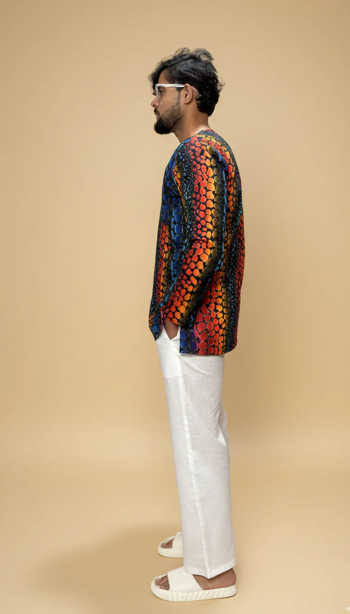 Men’s Abstract Printed Straight Kurta - Image 4