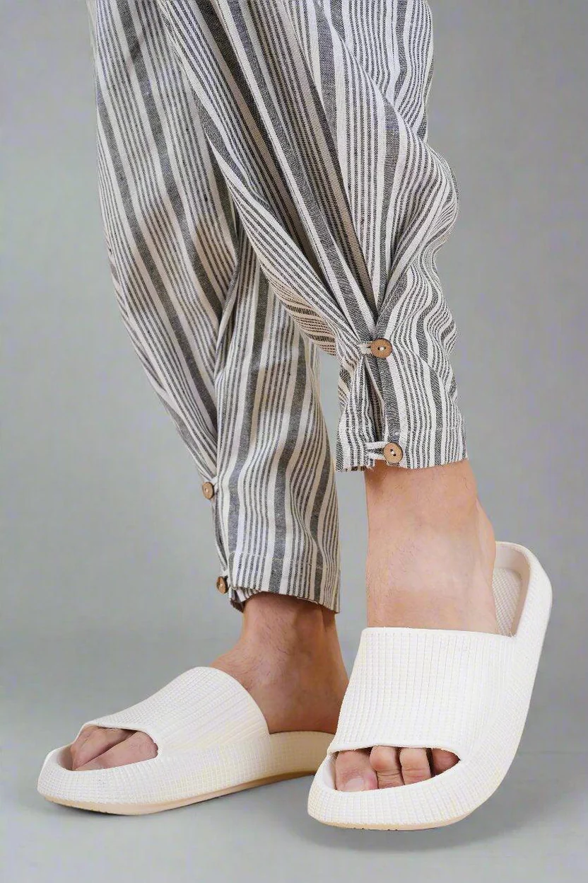 Grey Vertical Line Yarn Dyed Pajama - Image 4