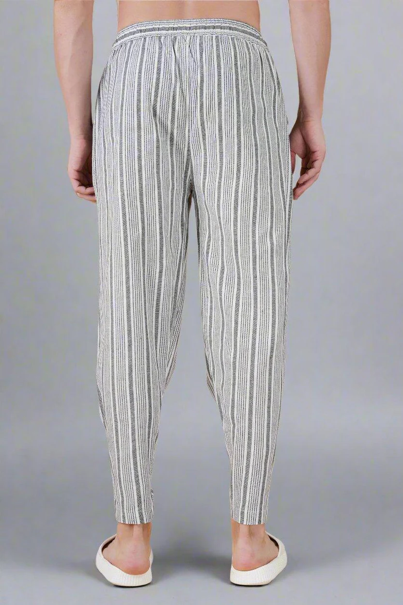 Grey Vertical Line Yarn Dyed Pajama - Image 5