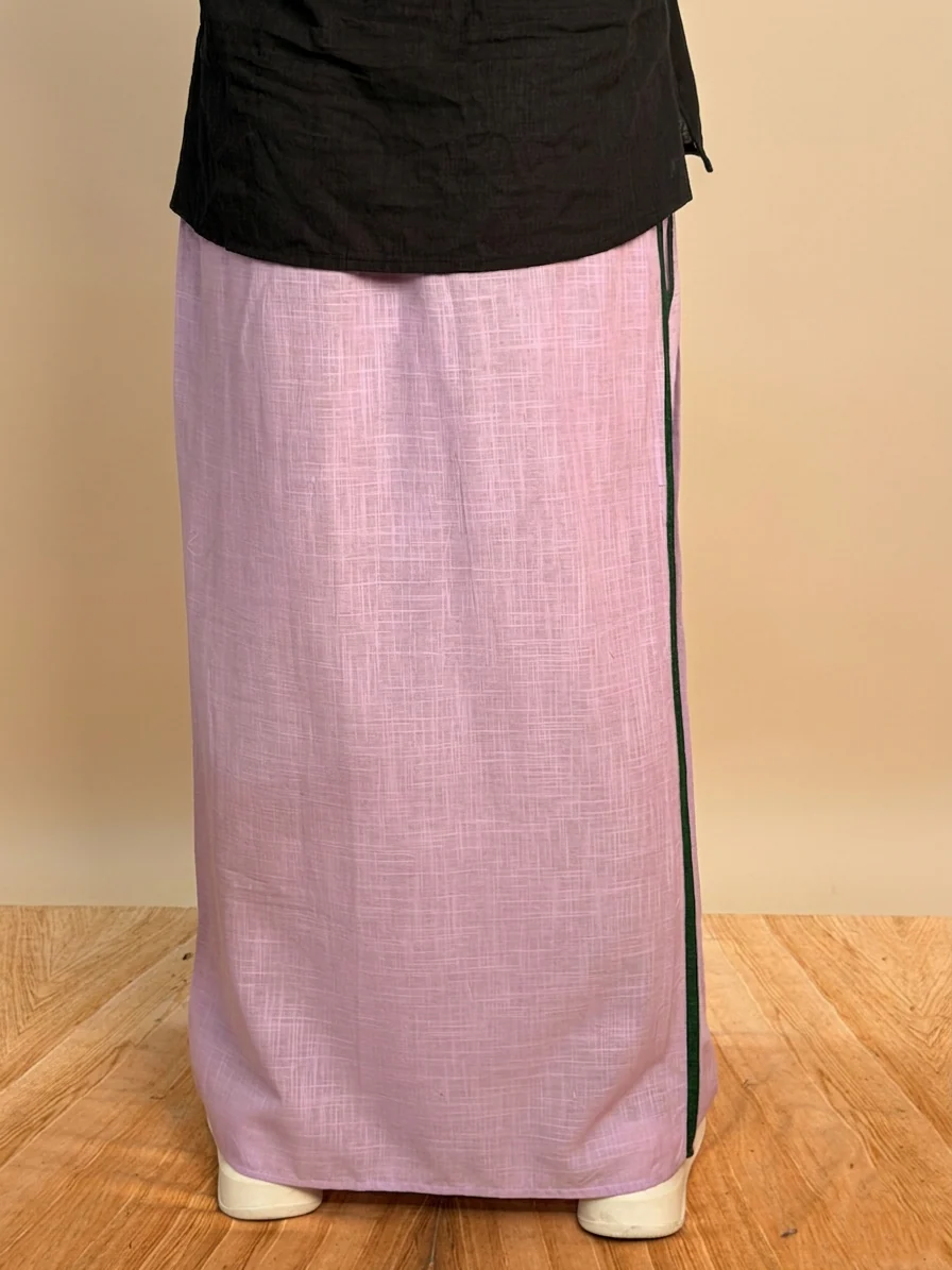 Men Mauve Color With Green Color Stripe pajamalungi - Image 3