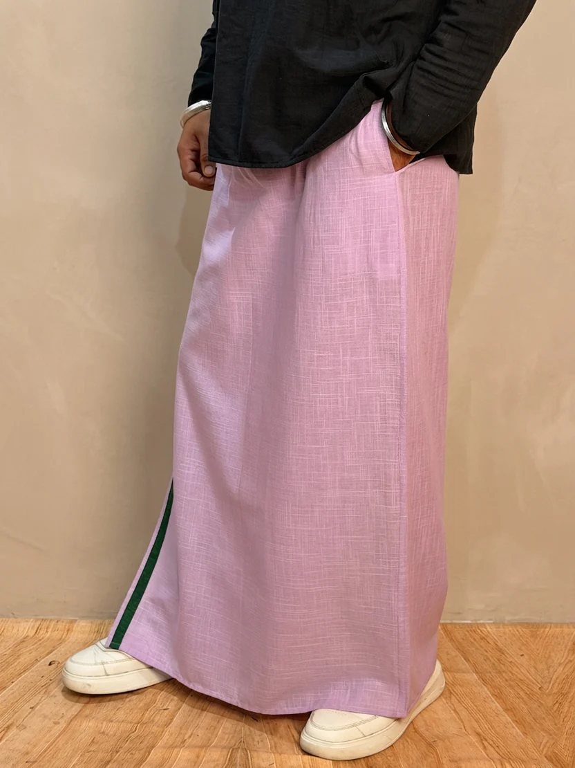 Men Mauve Color With Green Color Stripe pajamalungi - Image 5