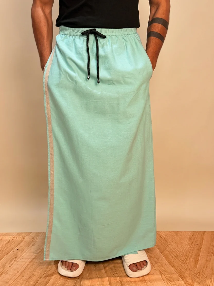 Men Seagreen Color With Light Grey Stripe Pajmalungi - Image 6